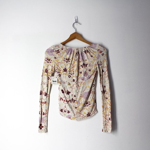 Free People Make It Easy Top in Whats Your Shade XS floral print long sleeve New - Picture 3 of 10